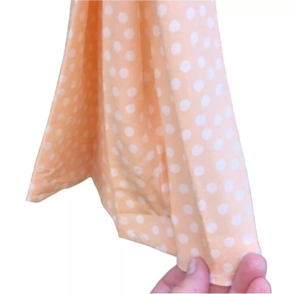 🇫🇷 Vtg 80s 90s Alan Austin Silk Polka Dot Peach Pink Trumpet Hem Midi Skirt | M - Picture 10 of 13